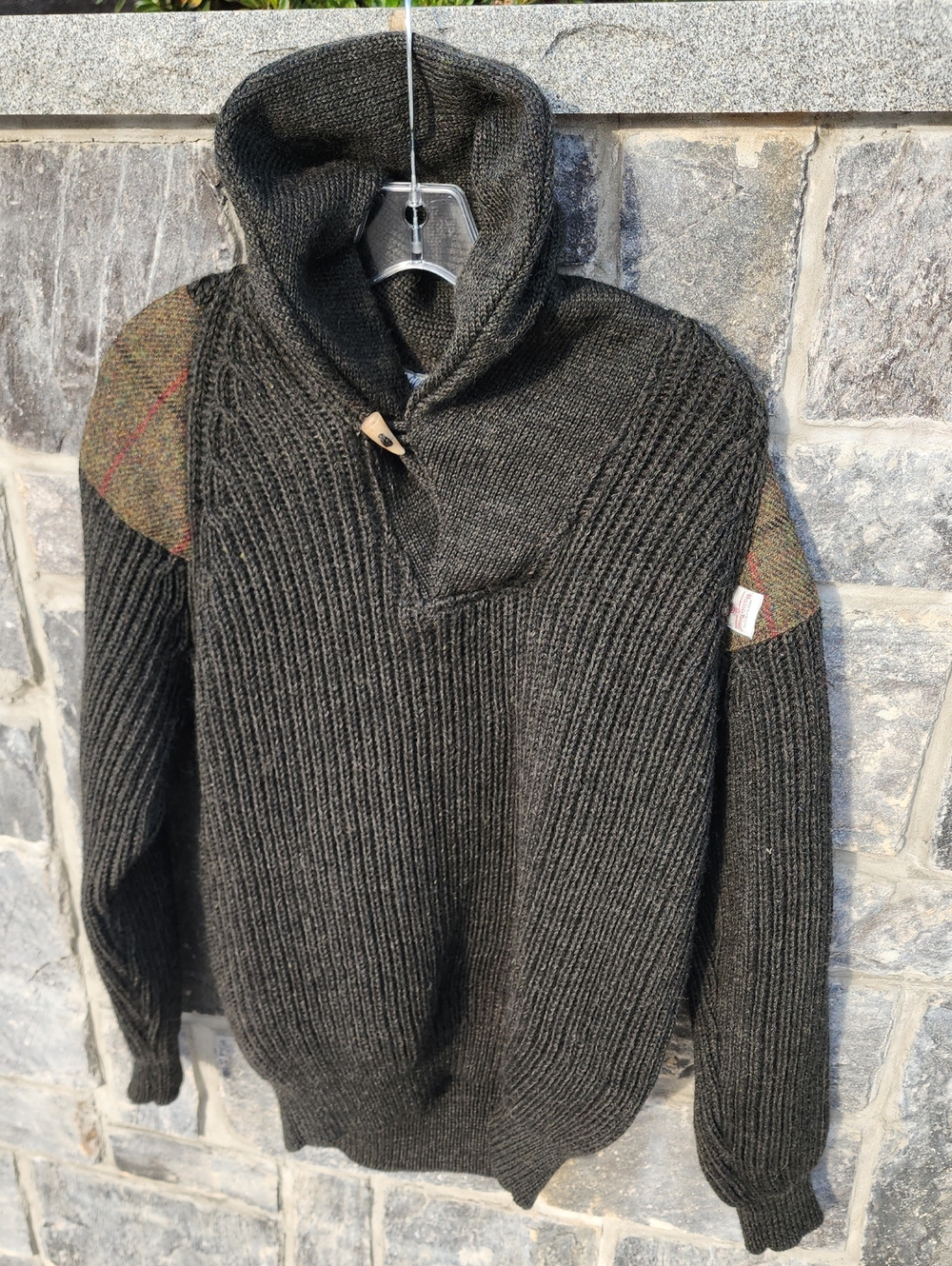 Niffi X The Ecosse Chunky Men's Dark Green Chunky Knit Wool Sweater Men's L / XL